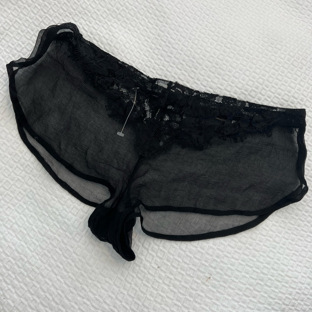 Kiki De Montparnasse Black Lace Trim Sheer Tap Short Panty